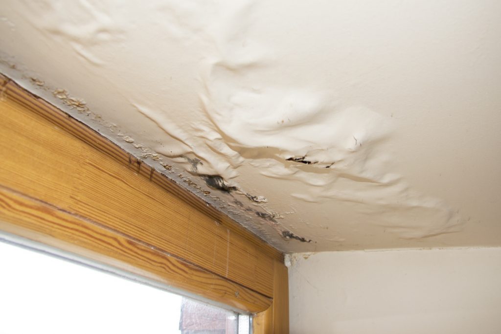 Water damage to a ceiling