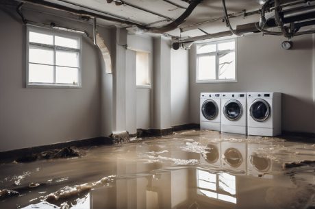 A basement that has flood damage.