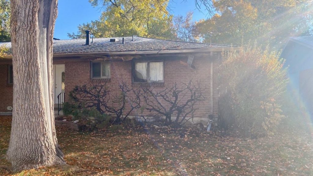 Outside fire damage to home