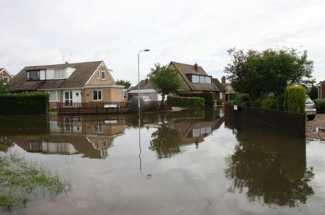 A flooded neighborhood.