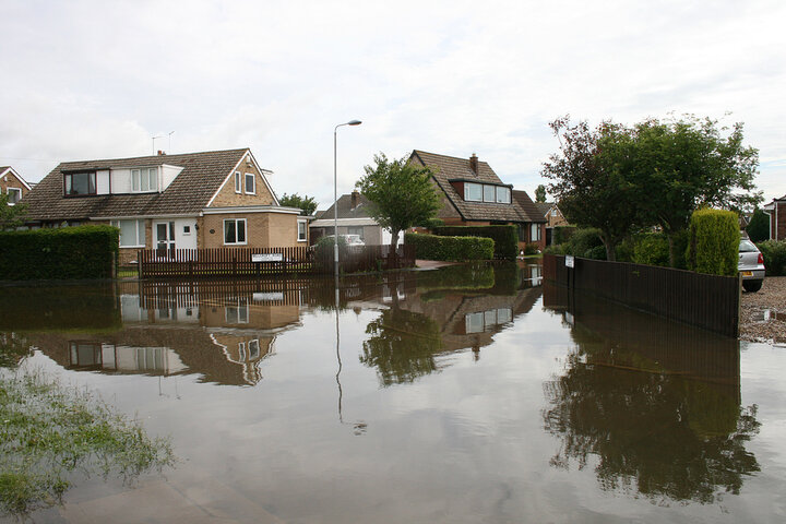 A flooded neighborhood.