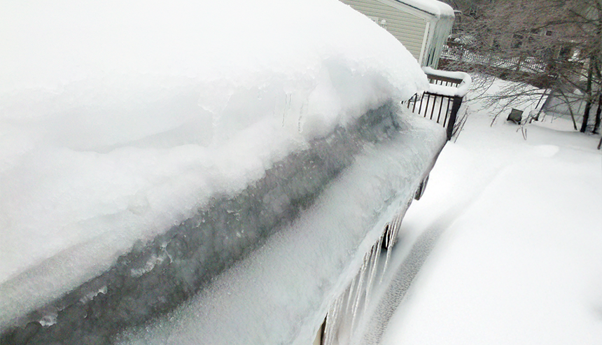 snowy cranford-area roof with potentil for ice dam damage