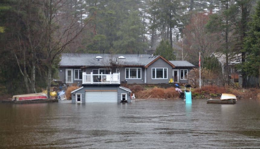 Flooded home caused by rainwater. Spring flooding prevention is important.