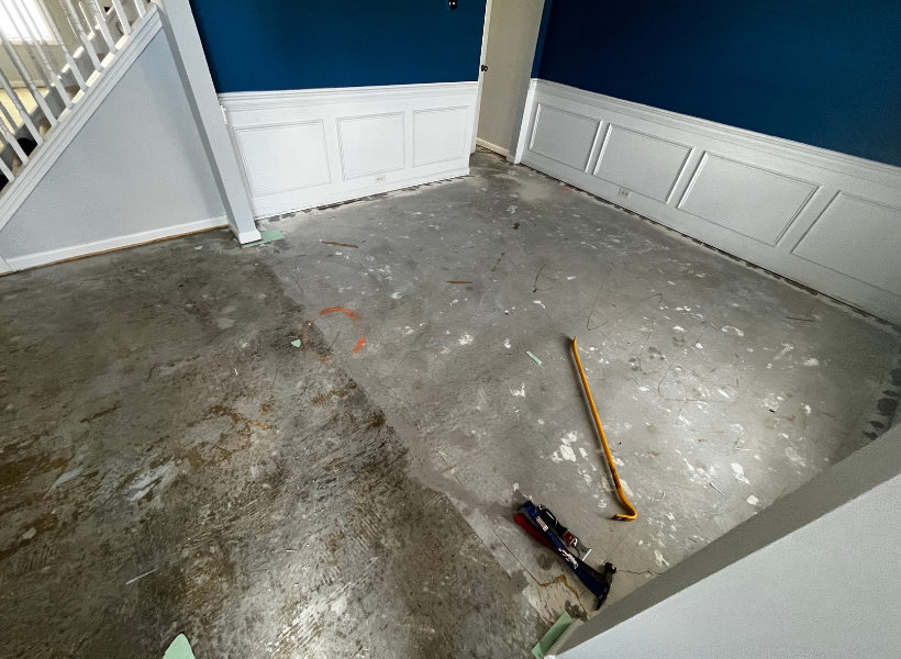 complete flooring demo of a Simpsonville, SC home