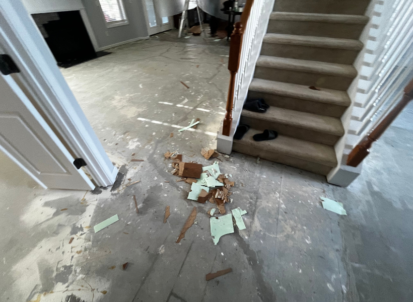 hallway flooring removal of a Simpsonville, SC home