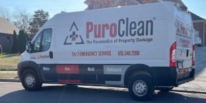 PuroClean of Hendersonville Van parked in front of customer home