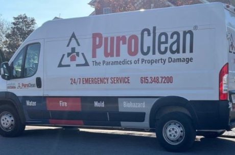 PuroClean of Hendersonville Van parked in front of customer home