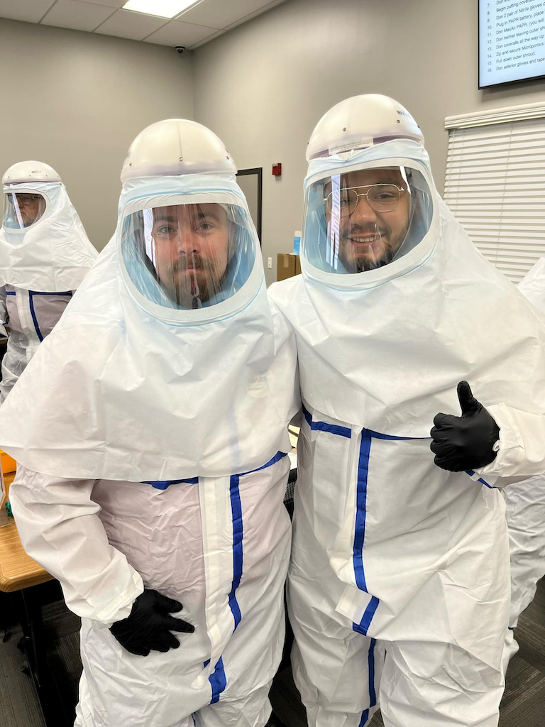 Wearing personal protective equipment was a key portion of our training. 