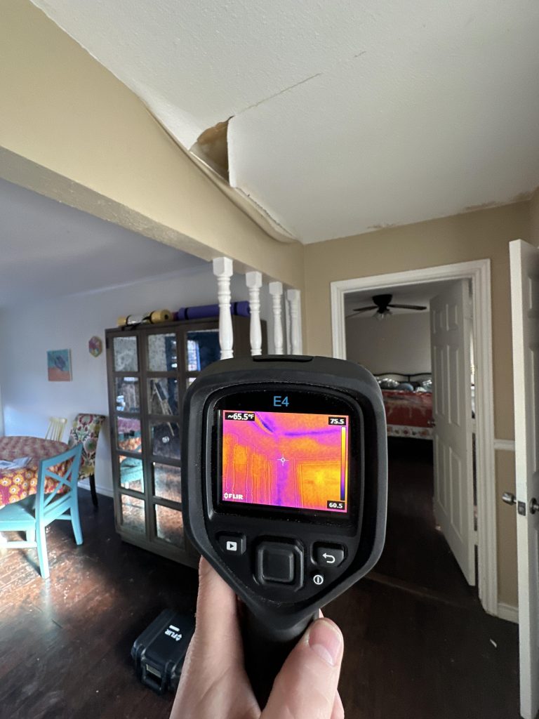 Although the walls looked dry from the outside, moisture meters detected extensive water damage within.