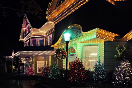 House with a whole lot of Christmas lights.