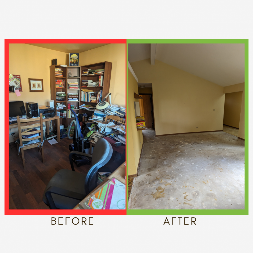 Before and After Home Cleanup Living Room