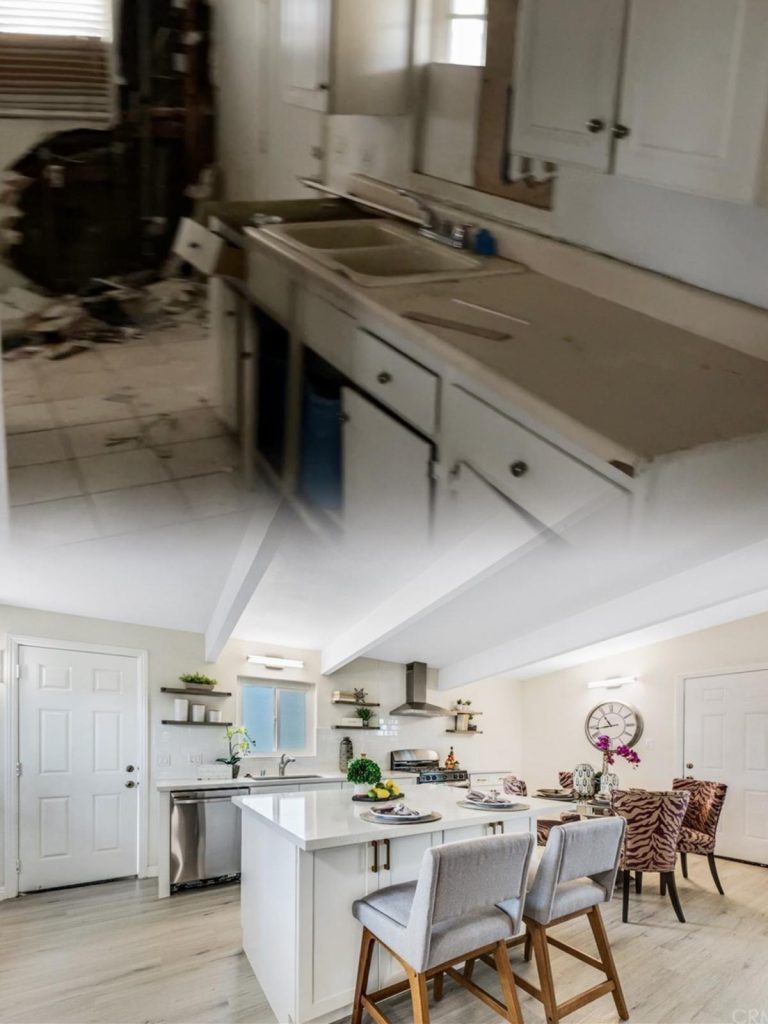 Before and after fire damage removal