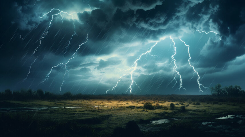 A severe thunder storm in the Sterling countryside.