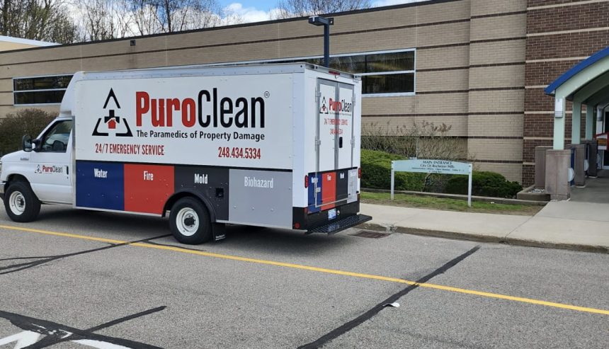 PuroClean Truck in front of City of Rochester Hills City Hall