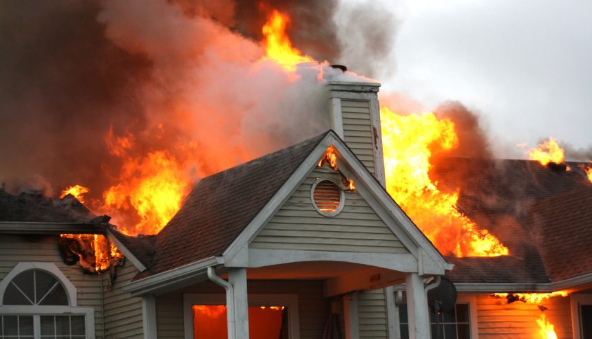 A home sustaining fire damage