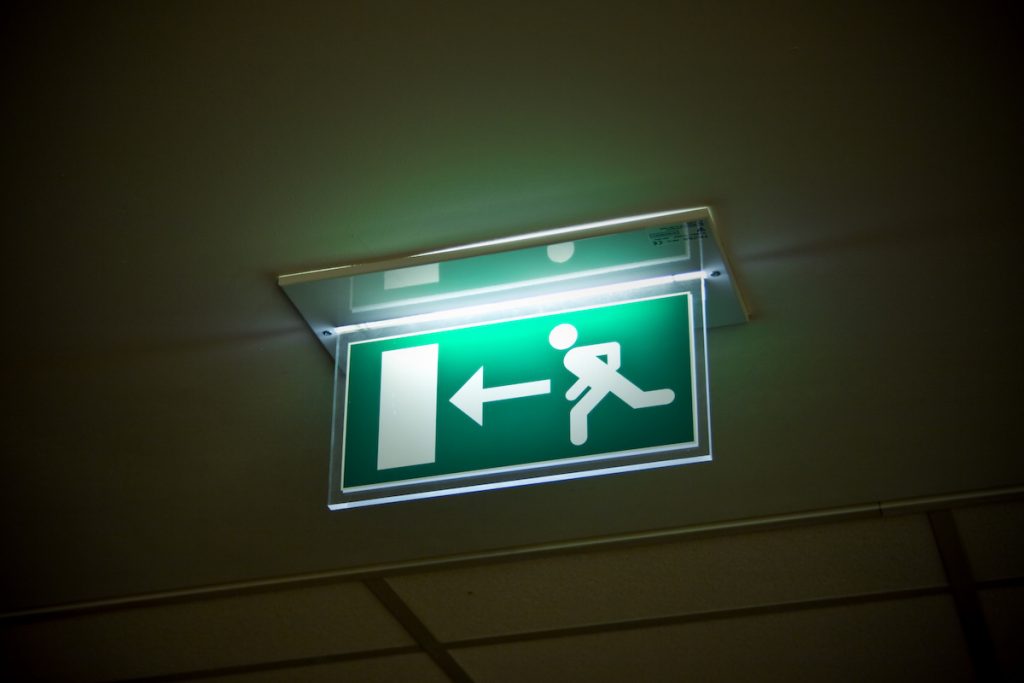 an exit sign in a building