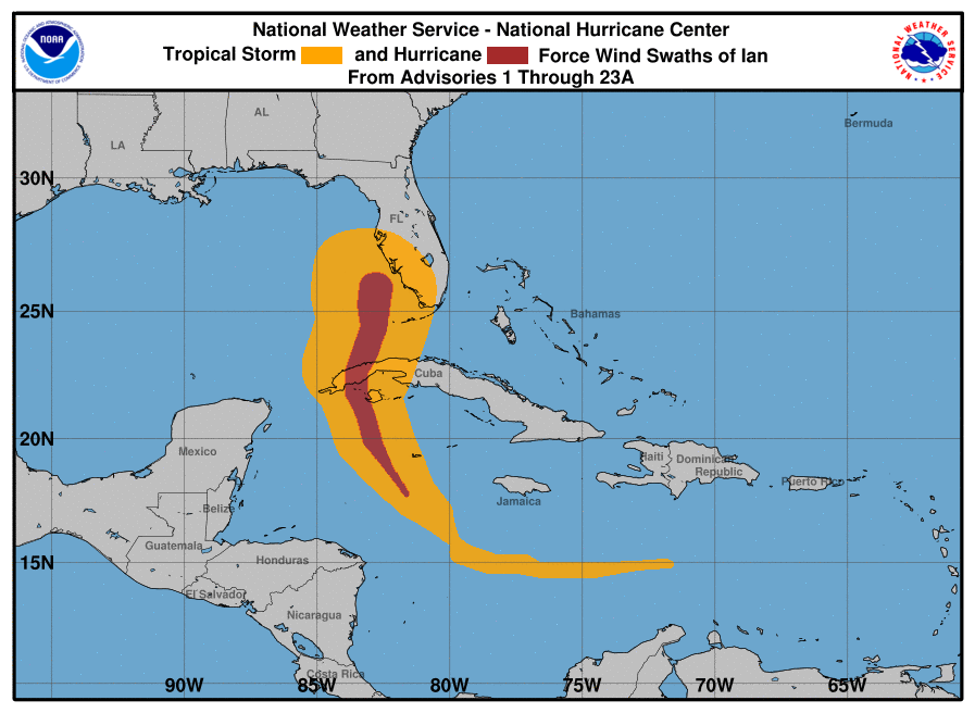 Hurricane Ian wind history