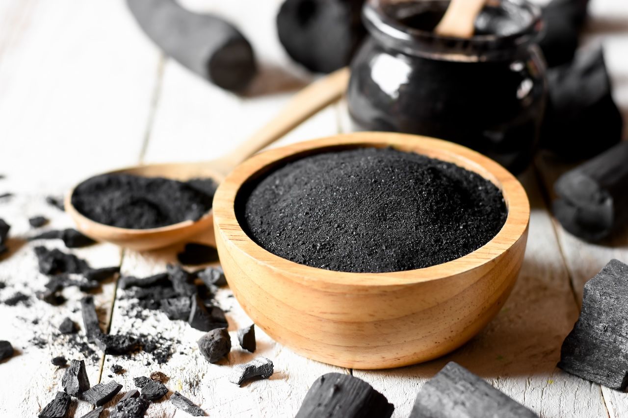 bamboo charcoal in a bowl as an odor-removal spray alternative