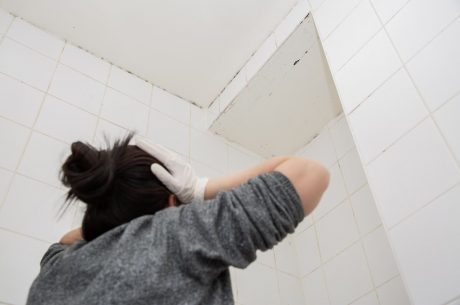 bathroom ceiling mold on white tile