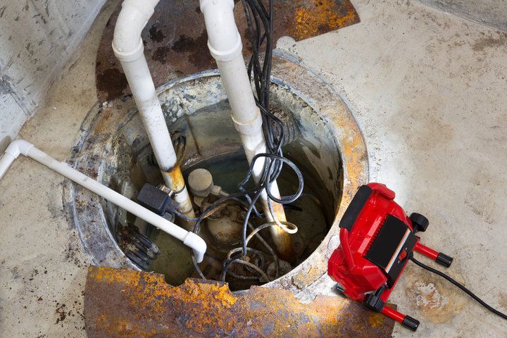 sump pump in a basement