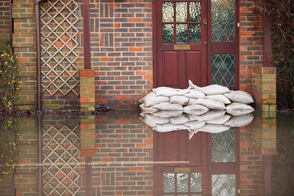 Sandbags help the water restoration process.